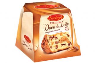 Panettone recheado doce de leite e gotas chocolates