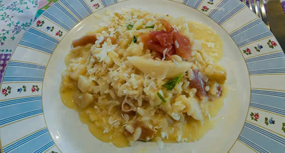 Risoto de Pêra com Presunto Parma